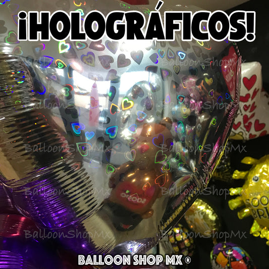 Corazón holográfico plata