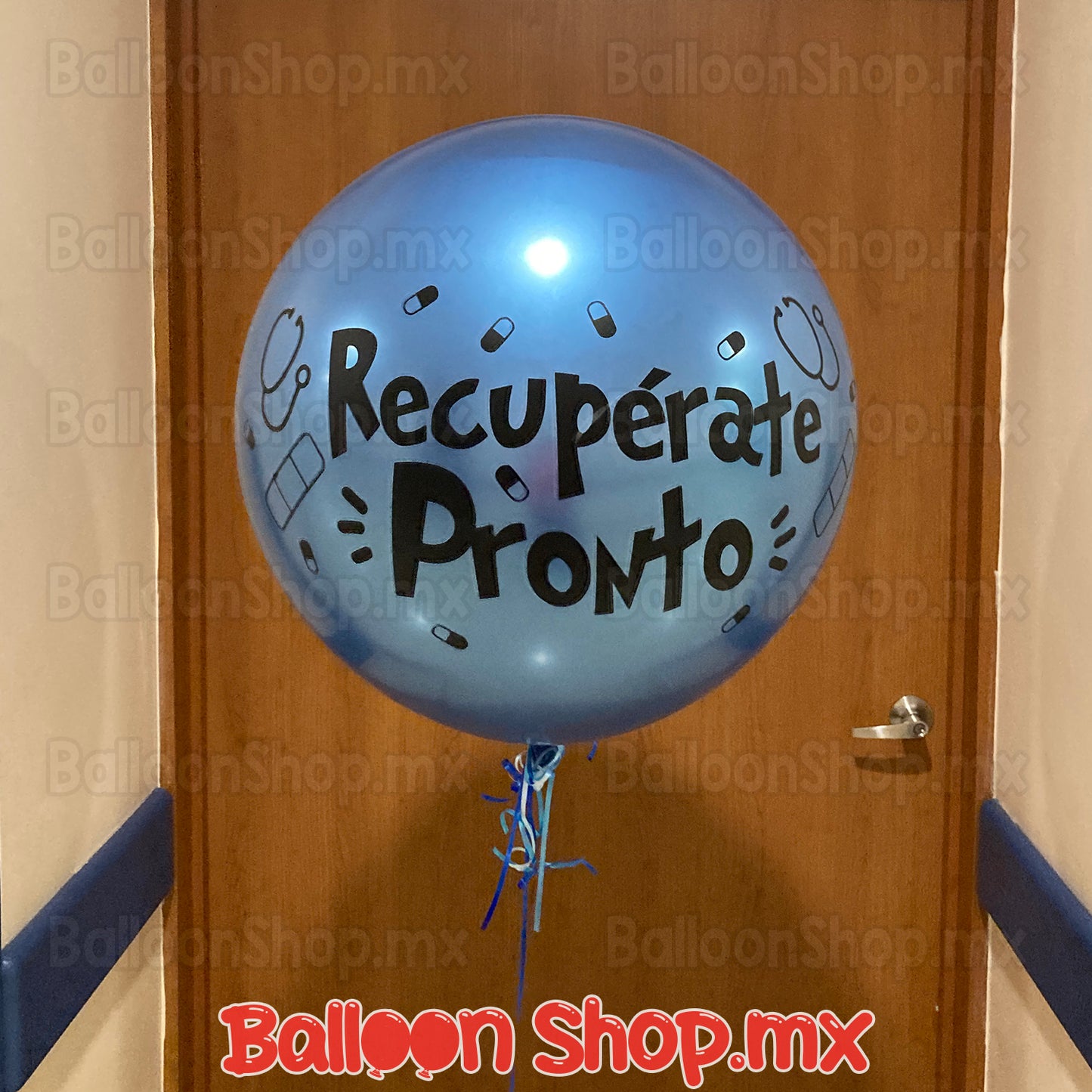 Burbuja cromada azul 55 cm