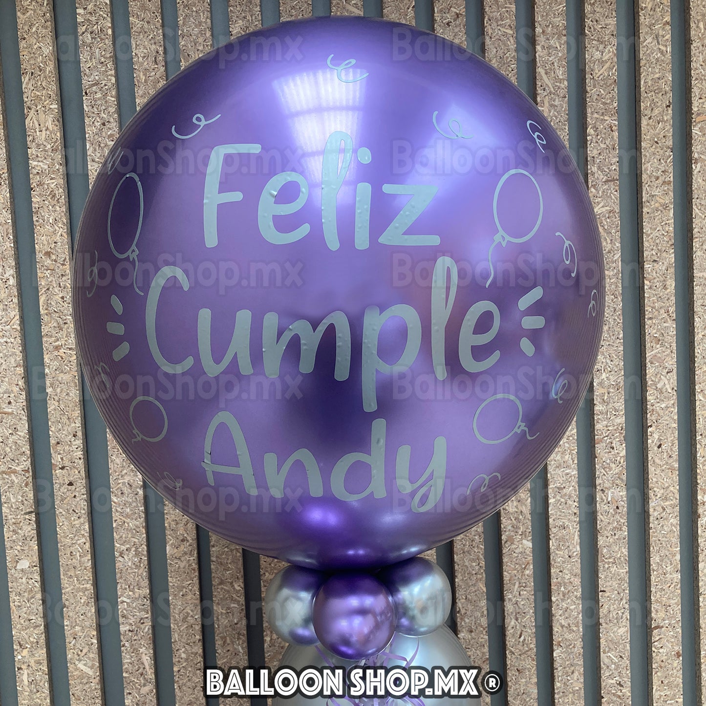 Burbuja cromada morada 55 cm