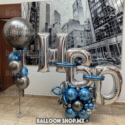 Burbuja cromada grafito 55 cm