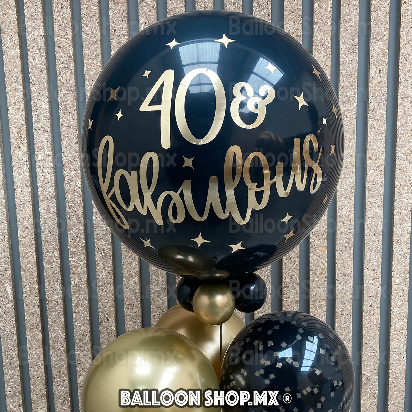 Burbuja cromada negra 55 cm