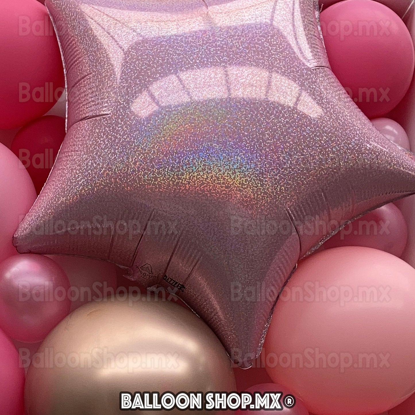 Estrella holográfica rosa