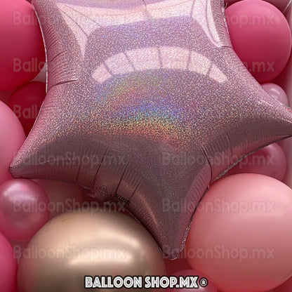 Estrella holográfica rosa