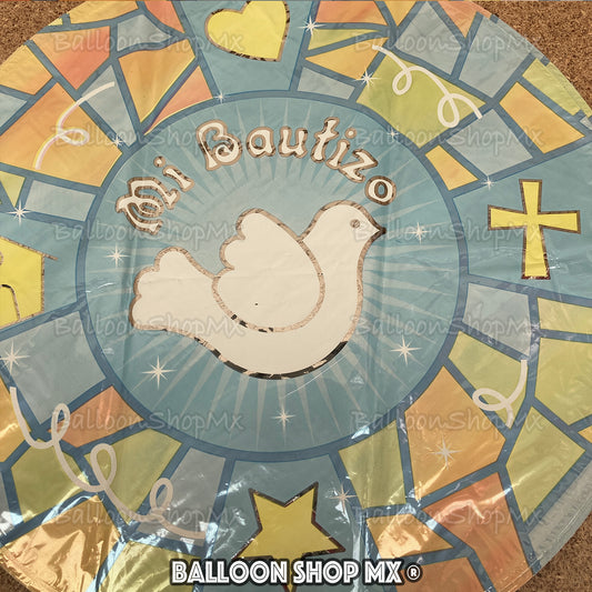 Bautizo vitrales azul