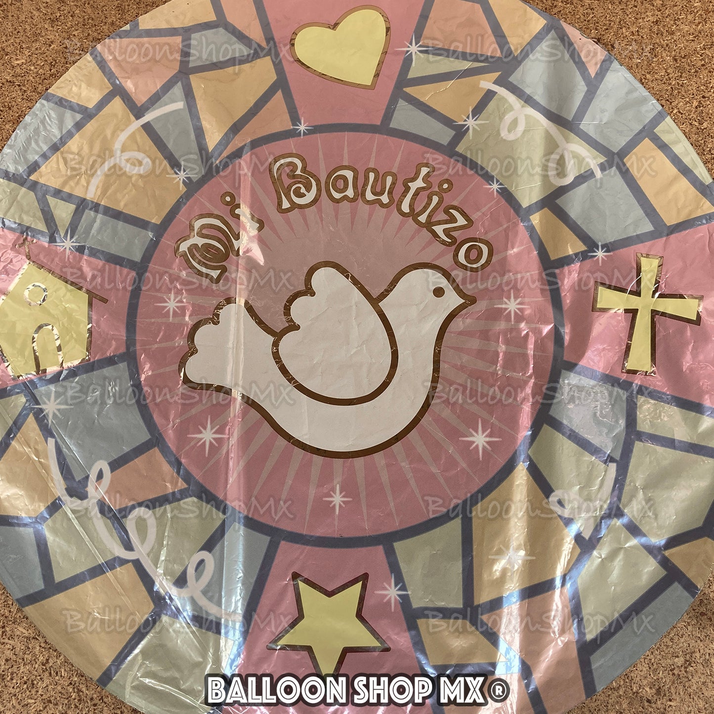 Bautizo vitrales rosa