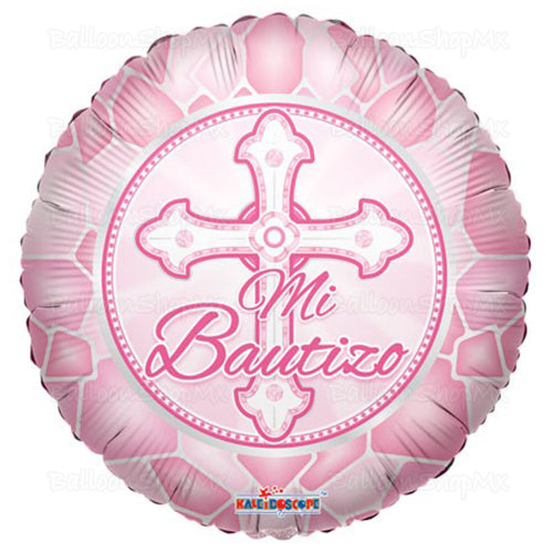 Bautizo cruz rosa