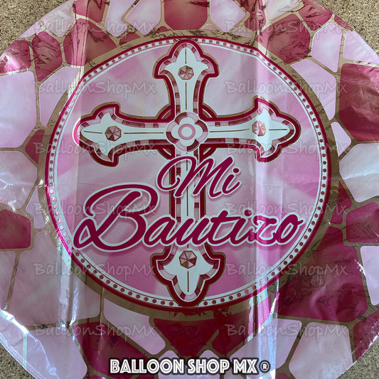 Bautizo cruz rosa