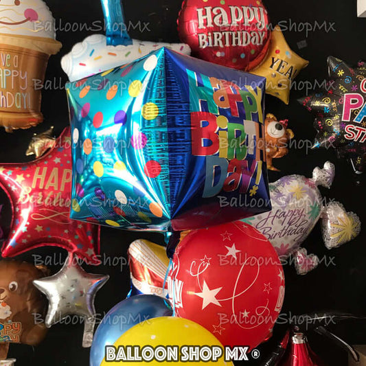 Cubo azul de cumpleaños