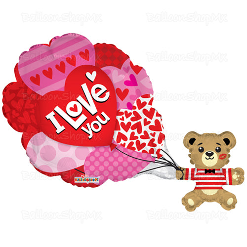 Osito con bouquet de amor