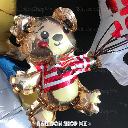 Osito con bouquet de amor