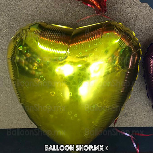 Corazón holográfico dorado