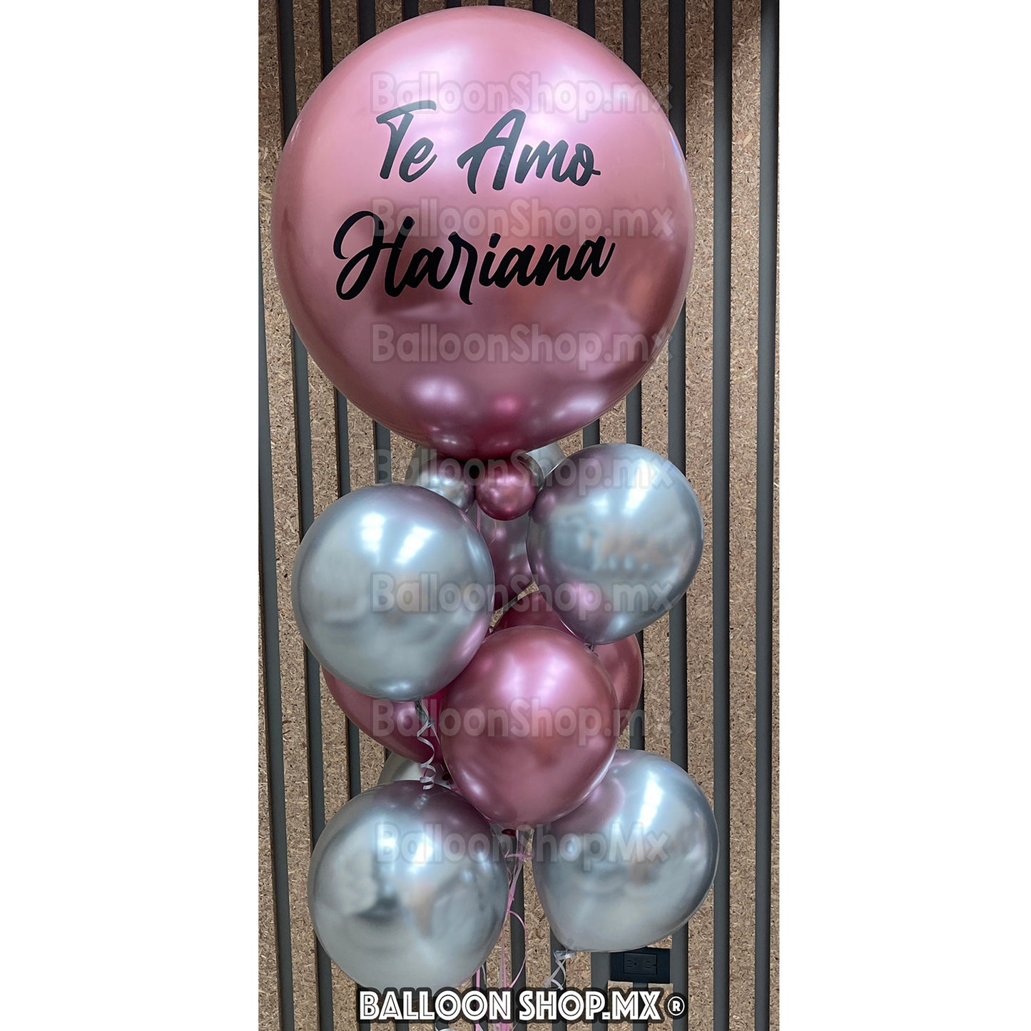 Burbuja cromada malva 55 cm