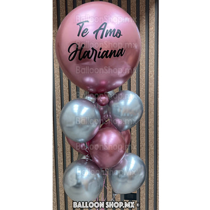 Burbuja cromada malva 55 cm