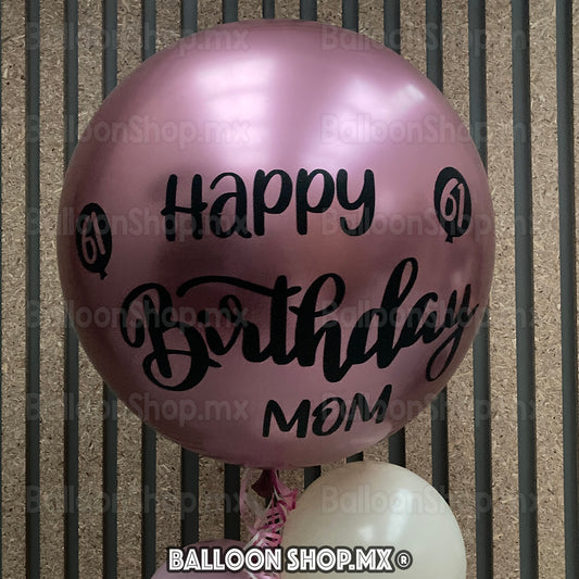 Burbuja cromada malva 55 cm