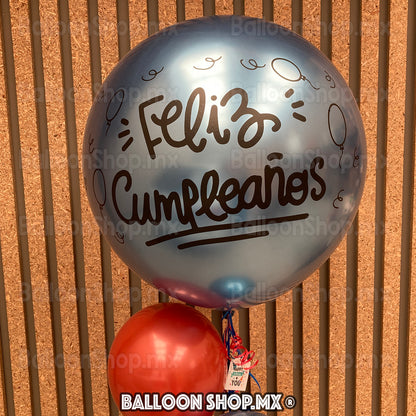 Burbuja cromada azul 55 cm