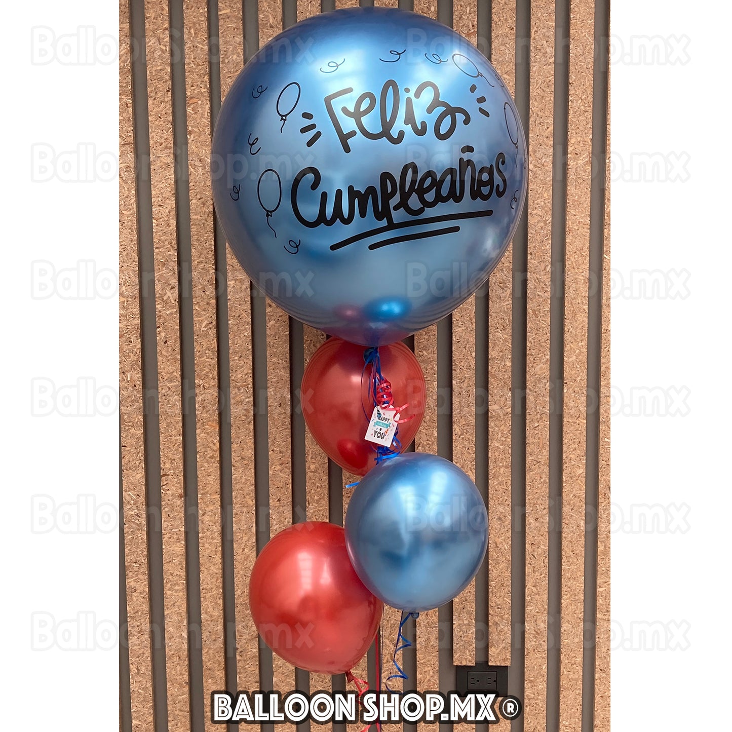 Burbuja cromada azul 55 cm