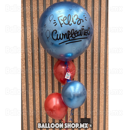 Burbuja cromada azul 55 cm